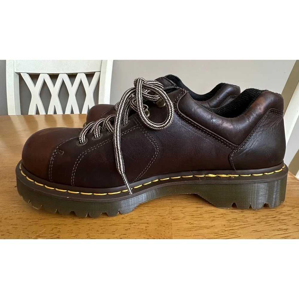 VTG Dr. Martens Brown Leather Chunky Platform Shoes Mens 12 NEW Y2K 10938 READ